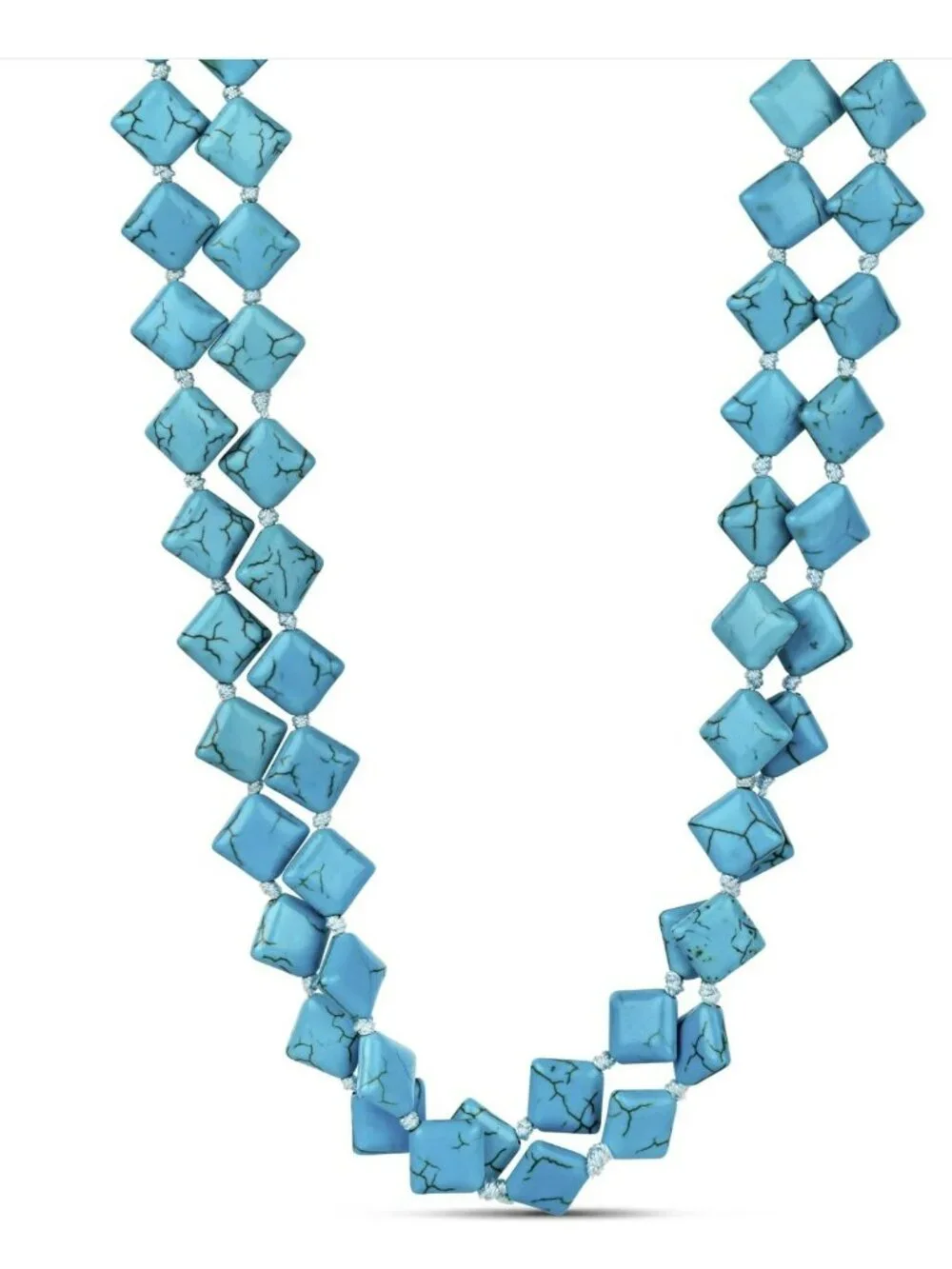 Mayamar Turquoise Beaded Long Square Necklace New